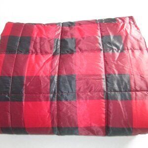 EDDIE BAUER Home PRIMALOFT 70x60" Red Black Plaid Lightweight Travel Blanket